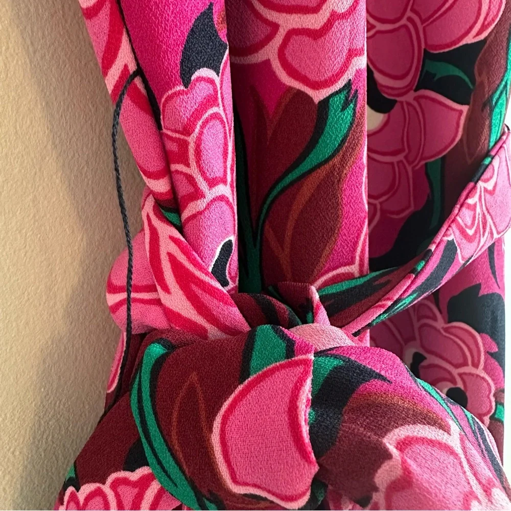 Talbots Sleeveless‎ Floral Sheath Dress w/ Belt Women’s M | Peony Print V‑Neck